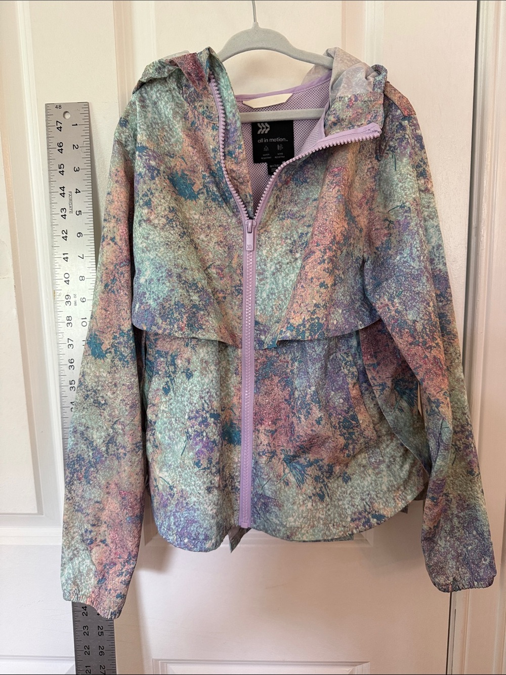 all in motion kids Lavender-Pastel Multi Hooded wind/rain Jacket